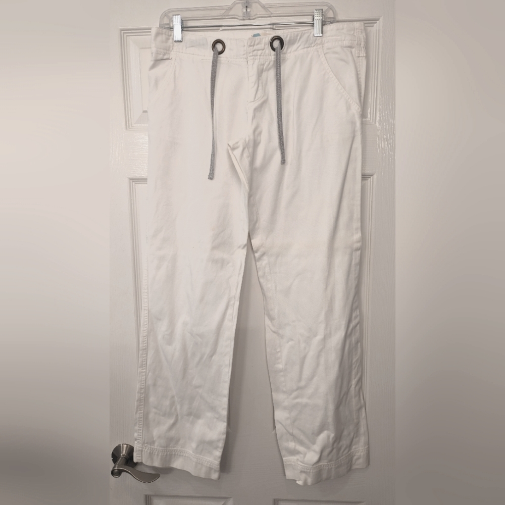 Roxy Women's white high rise wide straight leg cotton pants throuser size 7